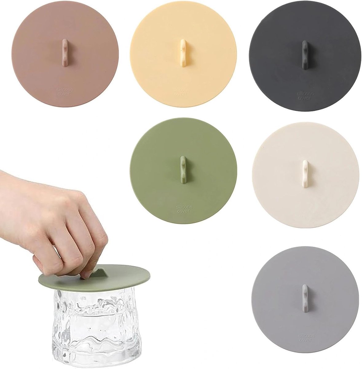 SnelShoppen - 6 Stuks Silicone Deksel Set - Kleurige Silicone Lids voor Bekers - Universele 10cm Deksel - Herbruikbaar en Lekvrij - Ideaal voor Keuken