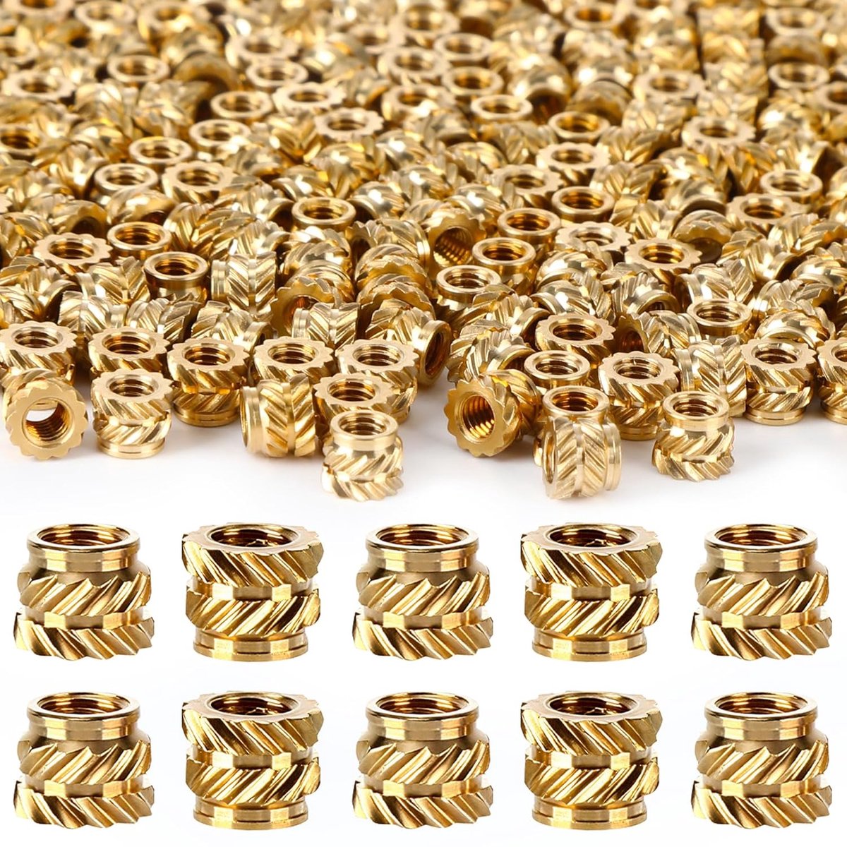 300 Pieces M3 Thread Inserts, Melt-Winded, 3D Print Brass Thread Inserts, Melting Nuts, Threaded Inserts for 3D - ShopVlot