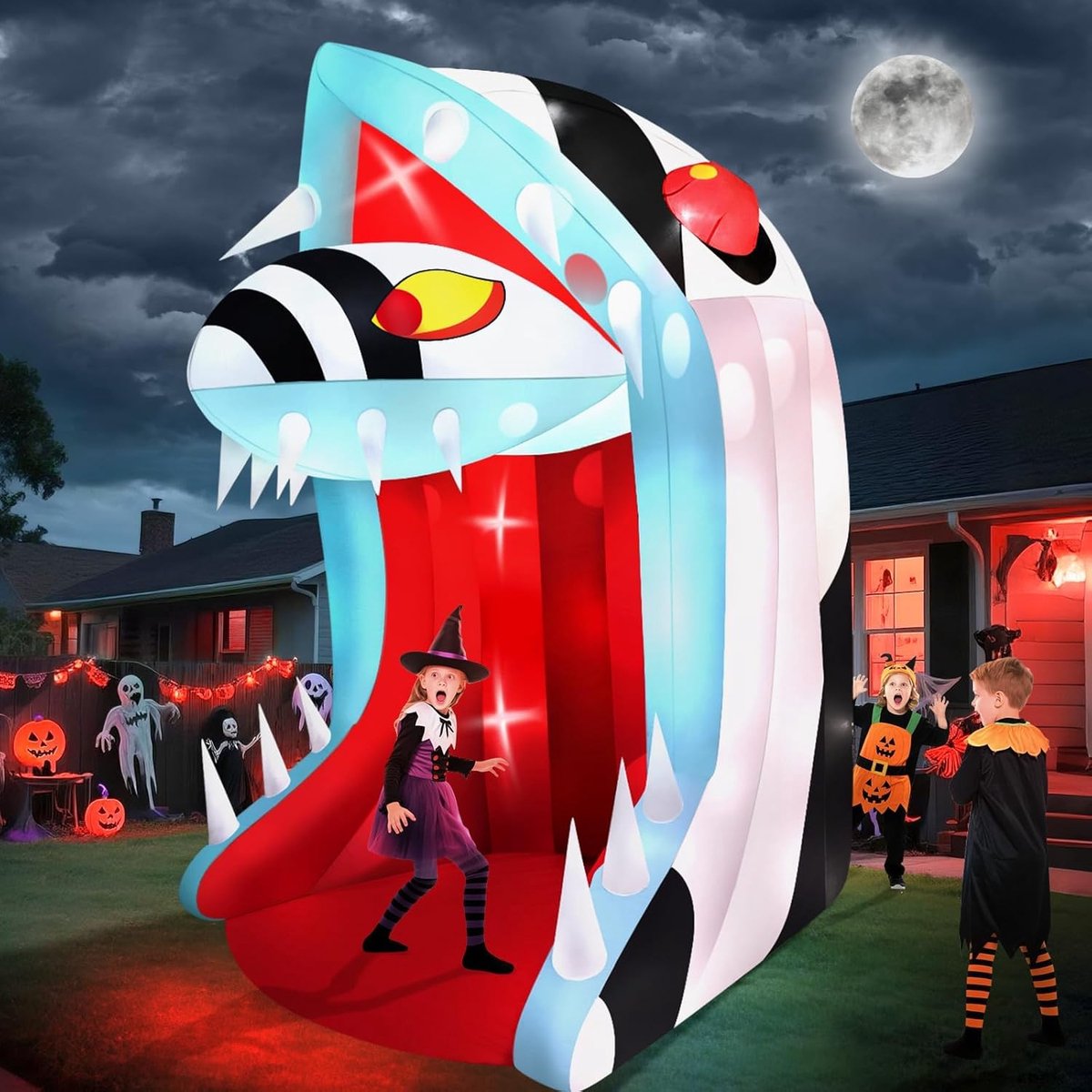 Opblaasbare Halloween Slangenkop - Groot formaat - Met open mond en scherpe tanden - ShopVlot