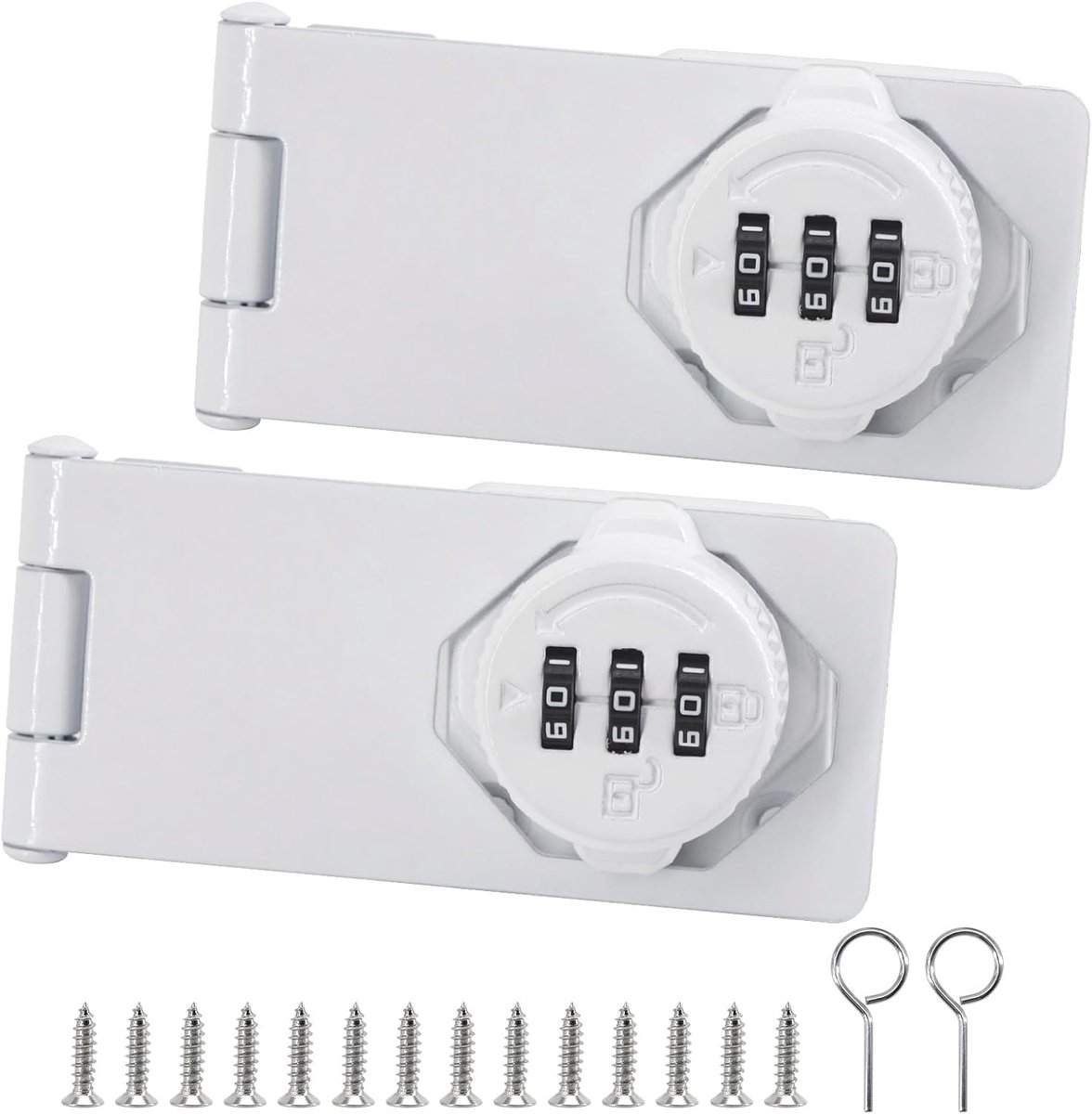 (2 pieces) 5" White Combination Bolt Lock Small Gate Padlock Hasp - ShopVlot