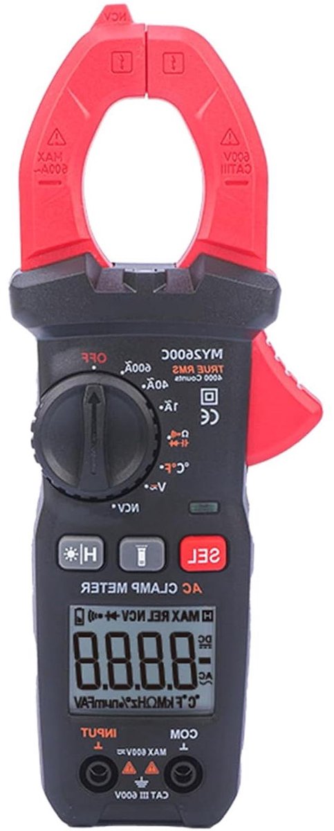 Digitale Clamp Meter - Stroomtang Tester - Elektrische Metingen - NCV Spanningsdetectie - 600A 600V - Zwart