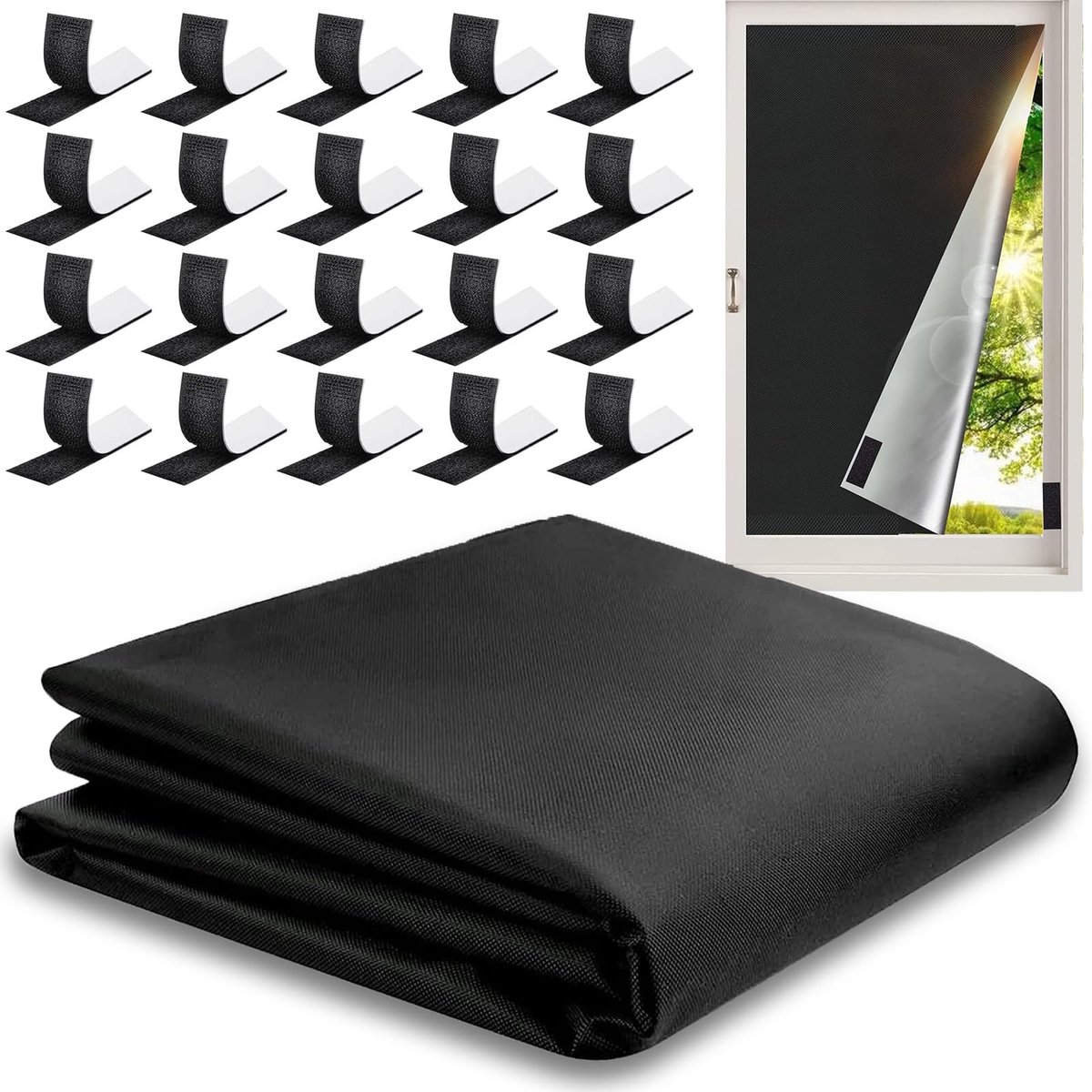 Omgoods - Blackout Rolgordijn - 300 x 150 cm - Zelfklevend, Geen Boren