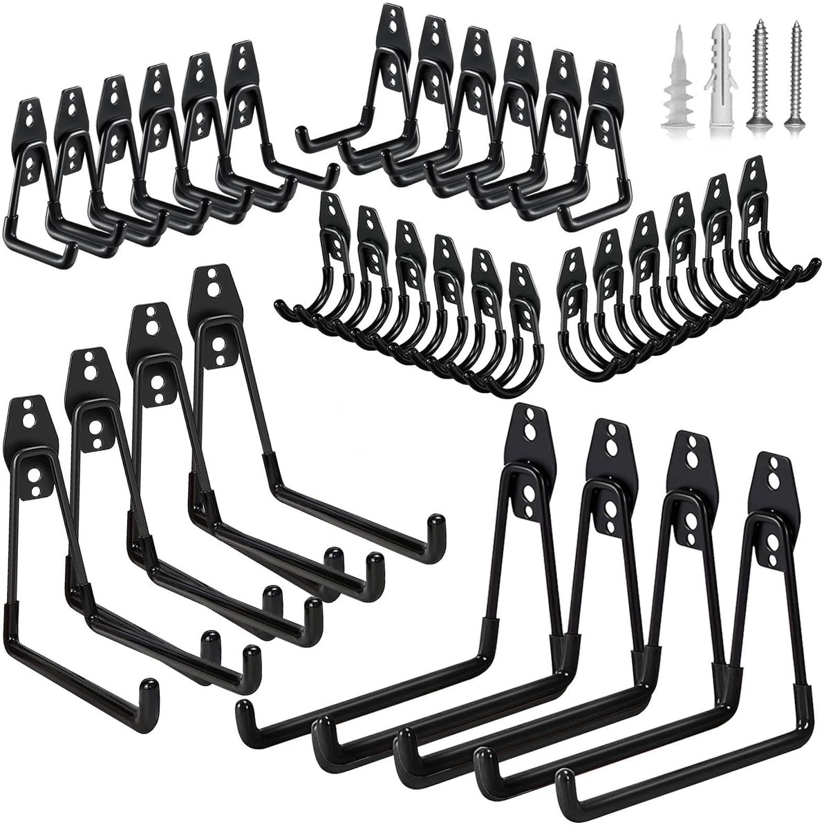 Omgoods - Heavy Duty Garage Wall Hooks Set van 32 voor Gereedschap en Fietsen