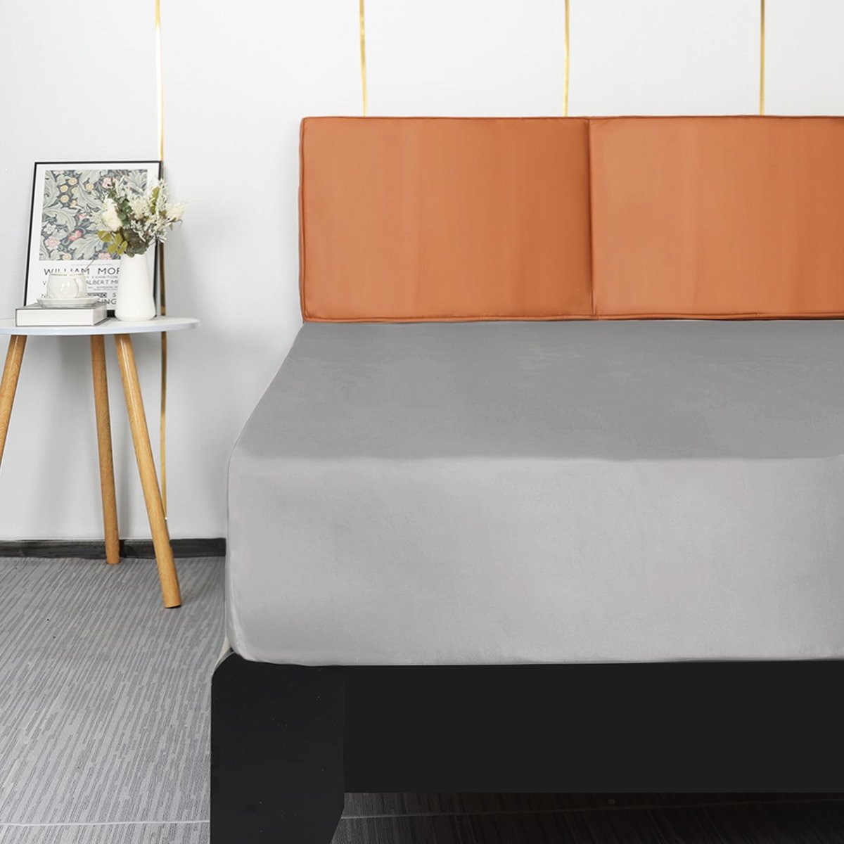 Omgoods - Luxe Satijnen Fitted Sheet - Lichtgrijs 140x200x36cm