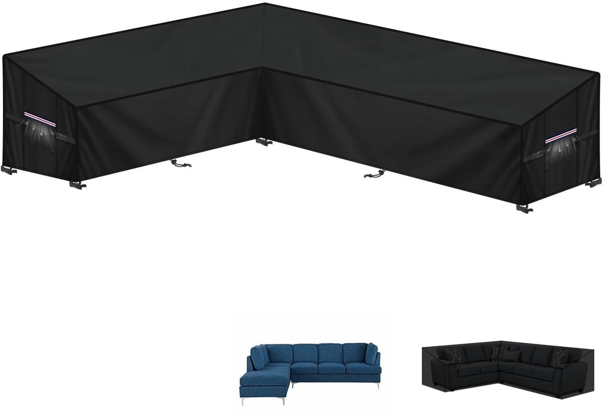 Omgoods - Waterdichte L-vormige Tuinmeubelhoes 180 x 260 x 90/80 cm