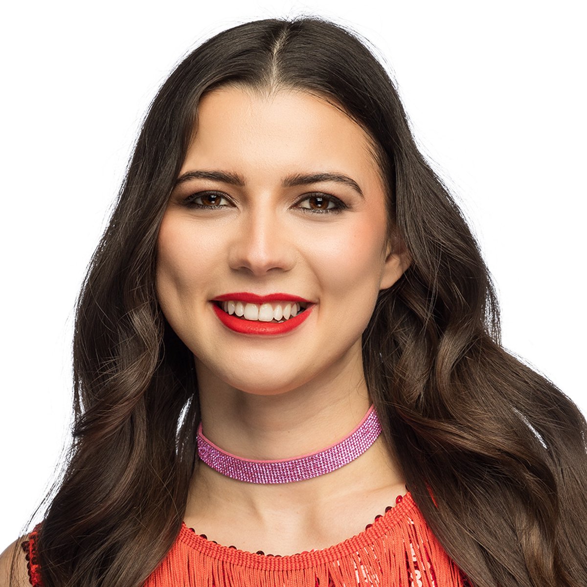 Boland - Choker Crystal roze Roze - Volwassenen - Vrouwen - Showgirl - Disco - Glitter & Glamour - Gala - Festival - Themafeest