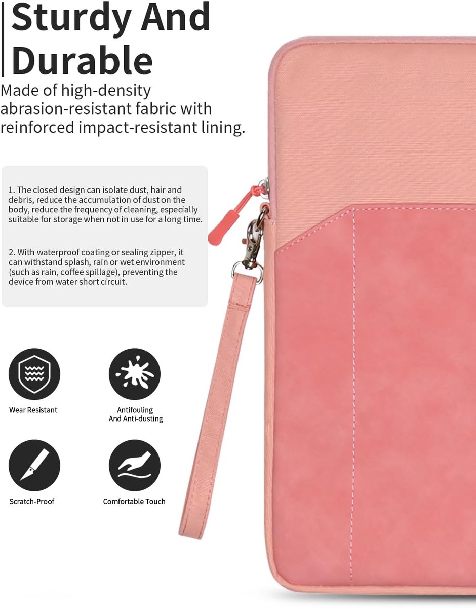 Tablethoes voor Remarkable Paper Pro Move (7,3 inch), volledige bescherming, toergy waterafstotend, licht en draagbaar, roze