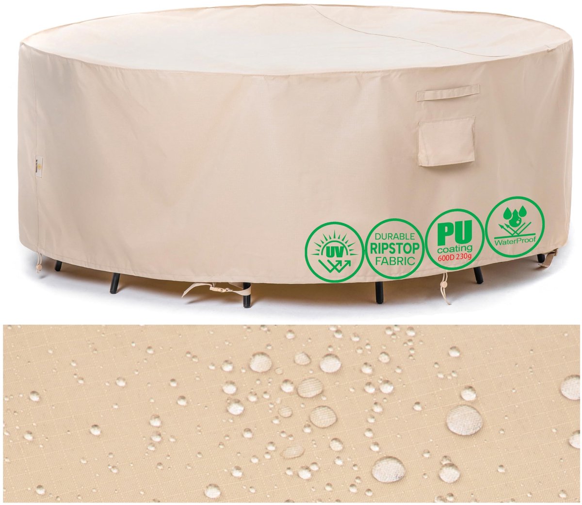 Omgoods - Waterdichte Ronde Tuinmeubelhoes 158 x 70 cm voor Optimaal Bescherming
