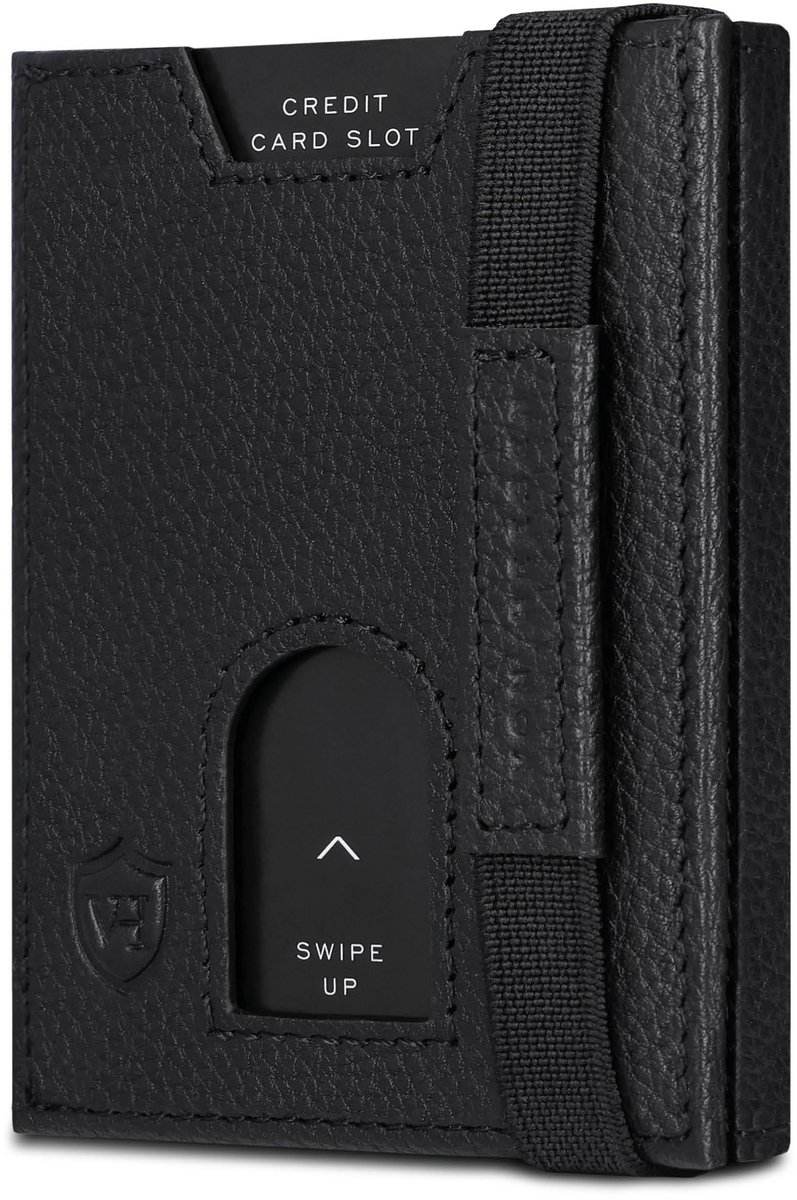 Omgoods - Slim Wallet met Bescherming - Mini Portemonnee met Muntvak, Zwart