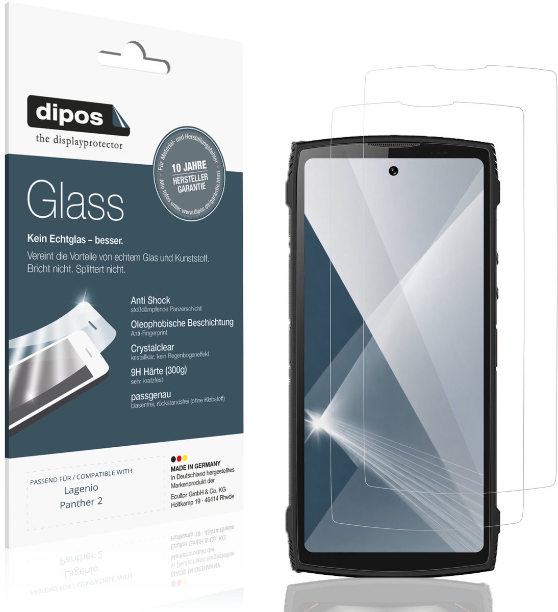 dipos – 2x Pantserfolie geschikt voor Lagenio Panther 2 | 9H Screenprotector