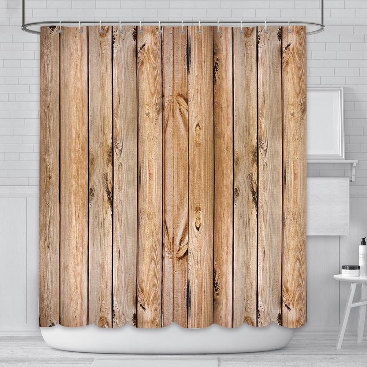 Omgoods - Rustieke Badkamer Gordijn - Waterdicht met 12 Haken