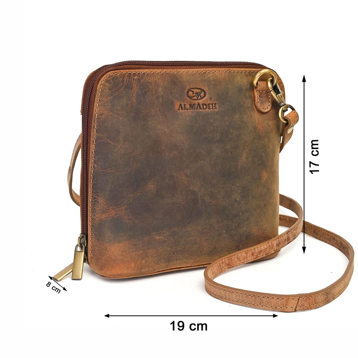 Omgoods - Dames Leren Schoudertas - Bruin Echt Leer - Compacte Handtas