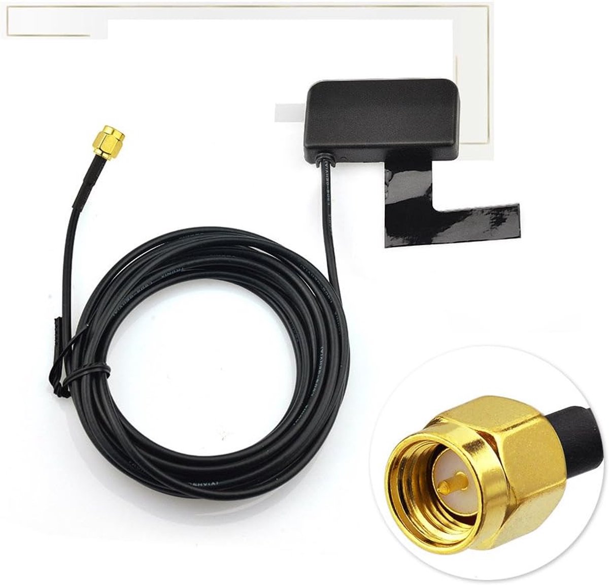 DAB Car Aerial SMA Adapter Internal Glass Mounted Antenna with 3m 9.8ft SMA Extension Coaxial Cable for Vehicle Radio Blaupunkt Pioneer Clarion | Met 3 m verlengkabel, compatibel met DAB+ autoradio, stereo-headunit, ontvanger en tuner