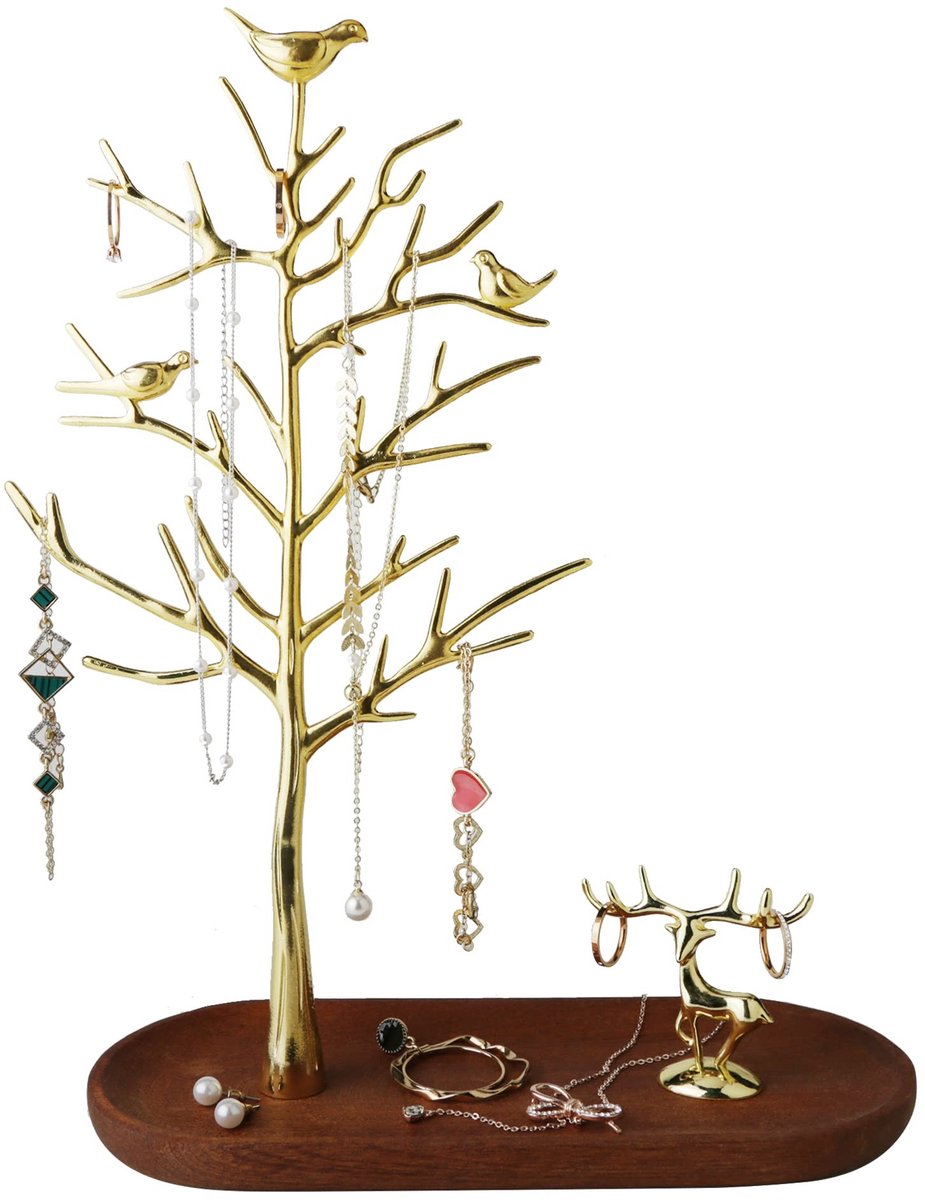 Omgoods - Houten Sieradenhouder voor Ringen, Oorbellen en Kettingen - Luxe Organiser voor Thuis