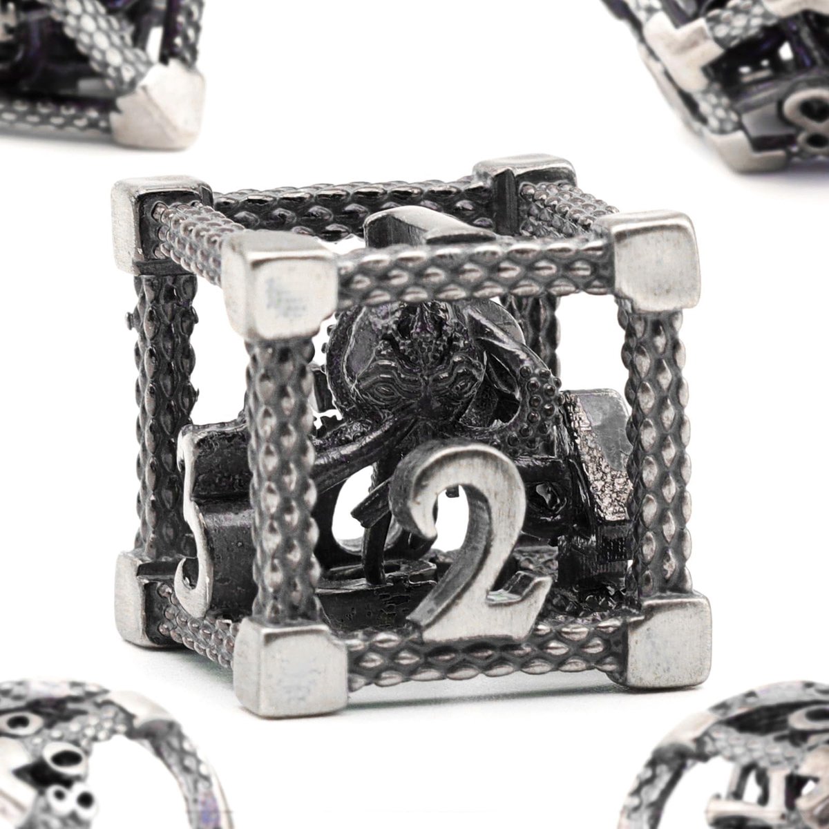Omgoods - Polyhedrale Dobbelstenen Set voor Dungeons en Dragons - Metalen Cthulhu Dice