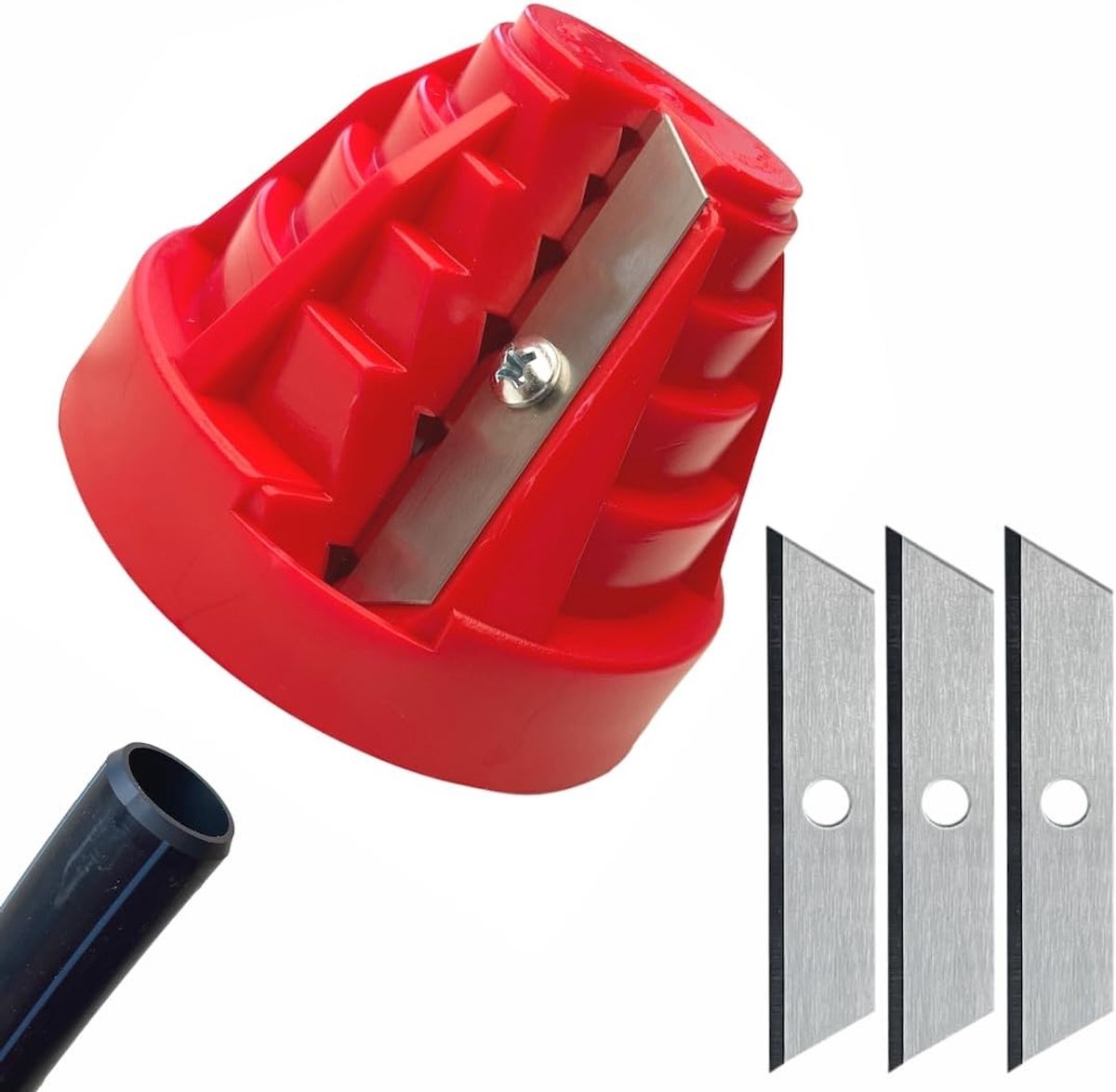 buis-asgereedschap, buisontbraamgereedschap voor 20, 25, 32, 40, 50 en 63 mm kunststof buizen, krachtige buisfrees, pvc-pijpsnijder en 3 reservemessen
