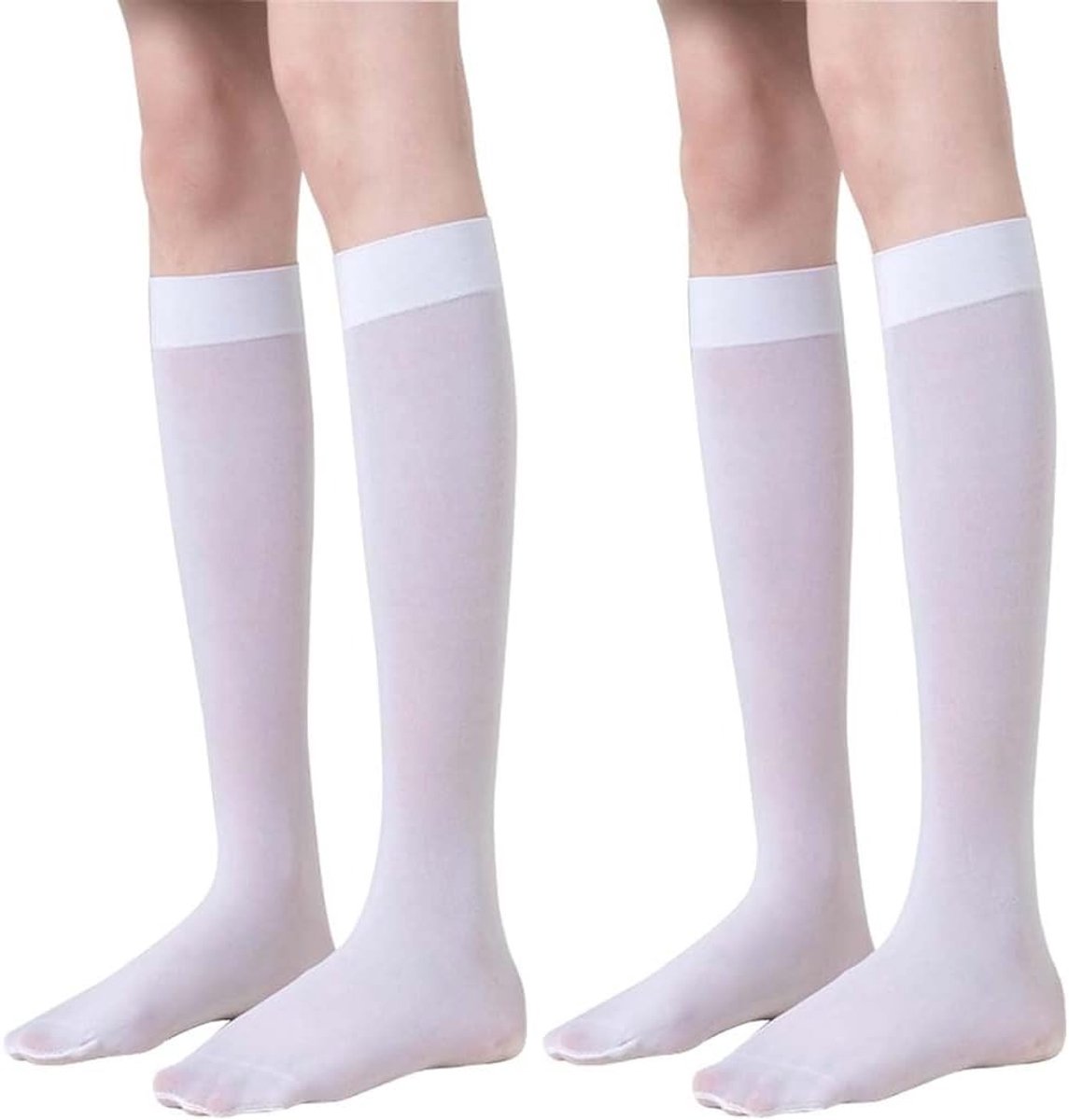 Kniekousen dames, steunkousen dames, nylon kousen dames, kousen dames, compressiekousen dames, compressiekousen dames zomer (wit), wit, CM