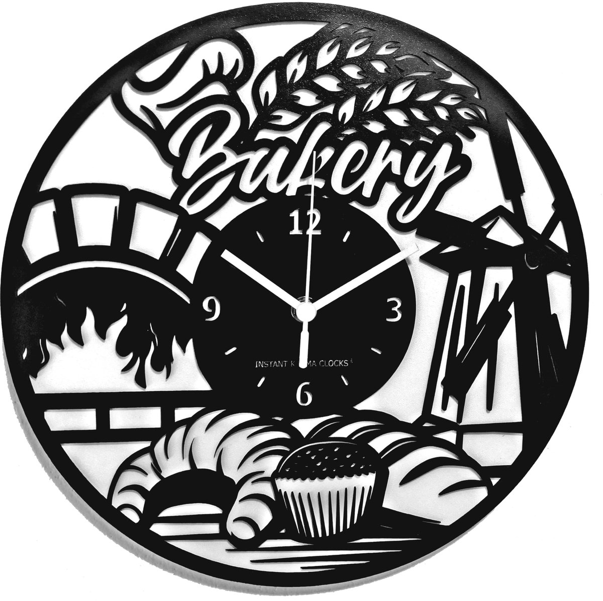 Omgoods - Wandklok voor Bakkerij en Confectie - Houten Decoratie