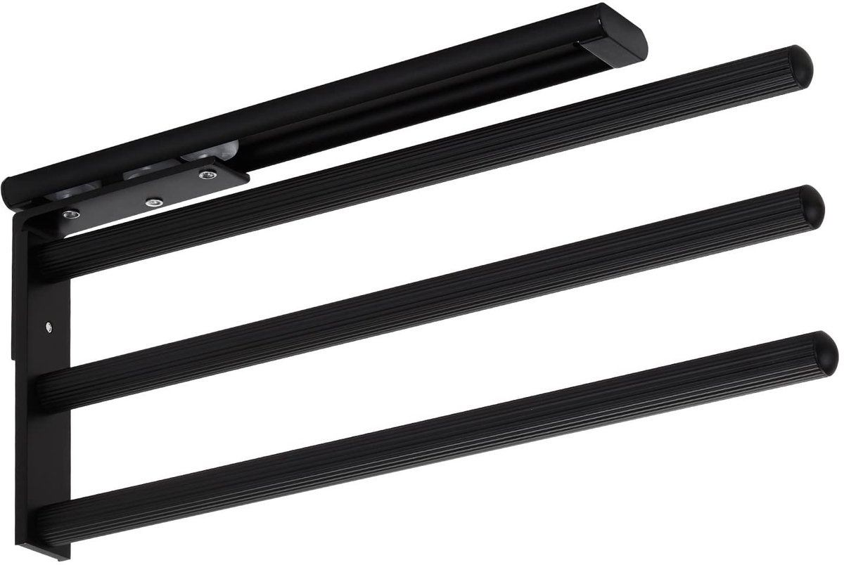Omgoods - Aluminium Handdoekhouder - 3-armig, Zwart Matt