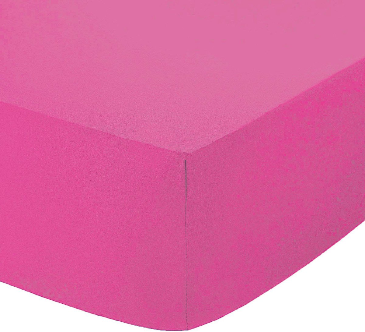 Omgoods - Effen Gekleurd Fitted Sheet - Fuscia, King Size