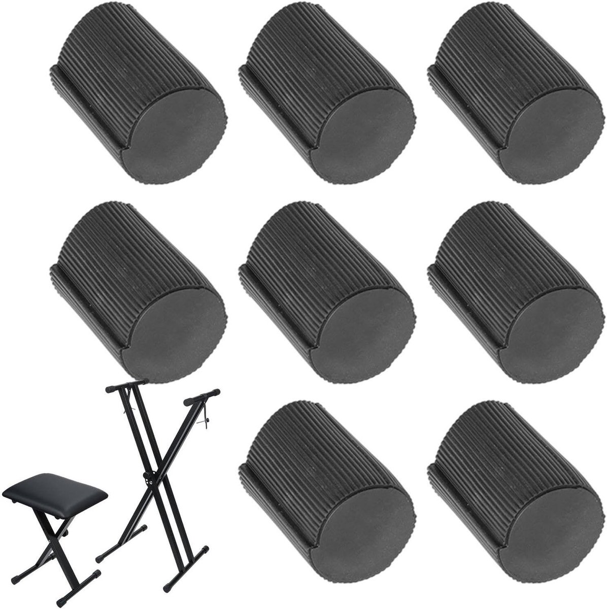Keyboard Standaard Voetjes - Pootpads Pootbeschermers - Muziek Maken - Antislip Schokdempend - 8 Stuks - Zwart