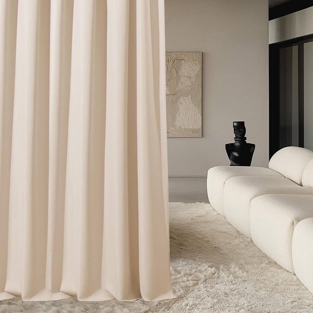 Omgoods - Aura Gordijn met Rimpelband - 180x250cm, Zwartout, Decoratief en Modern