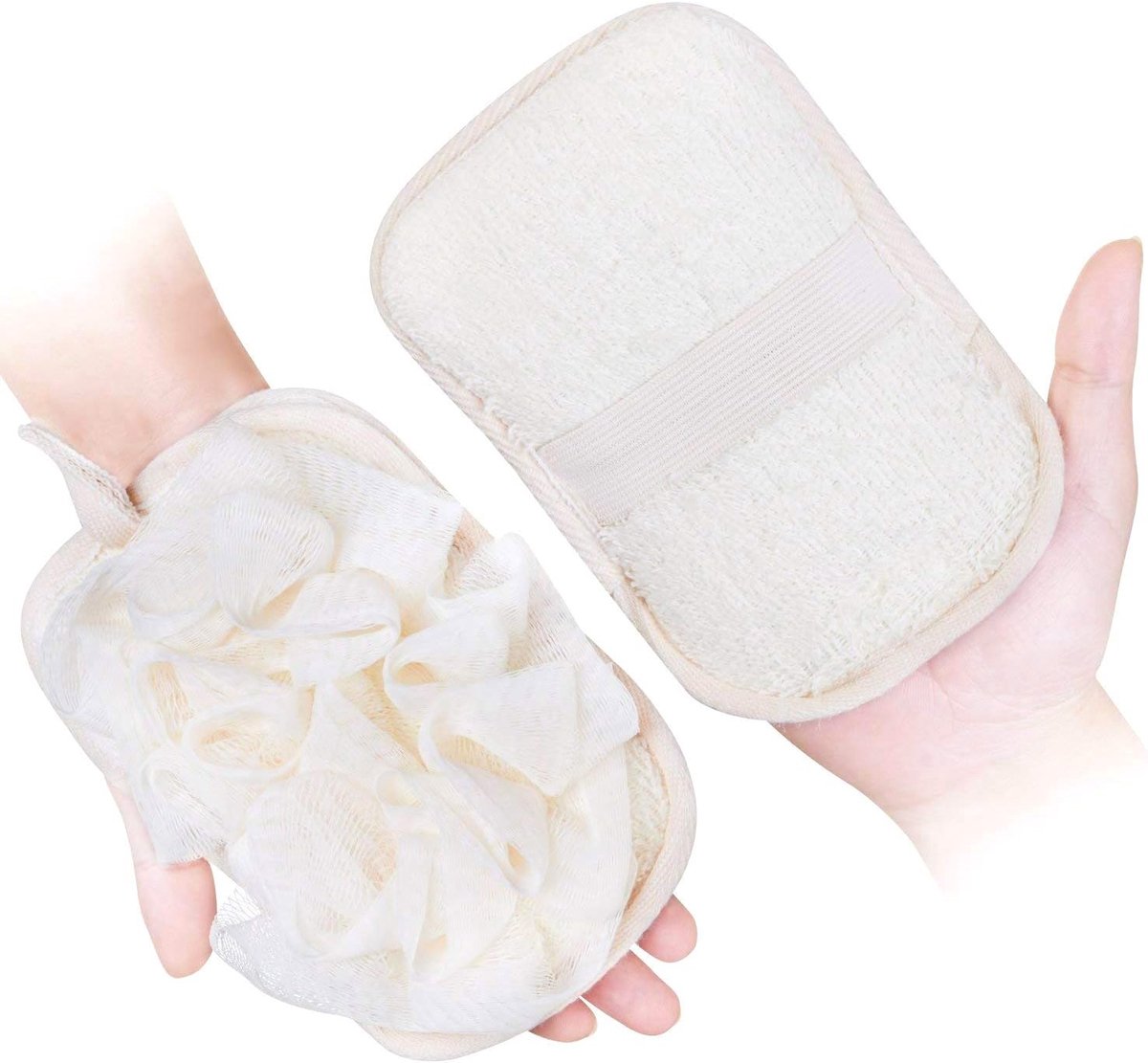 mikimini Badhandschoen voor vrouwen, loofah-spons en scrubpad
