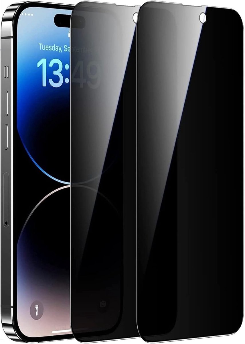 Beschermfolie voor iPhone 15 [2 stuks] anti-spy displaybeschermfolie 9H hardheid display folie pantserfolie privacy