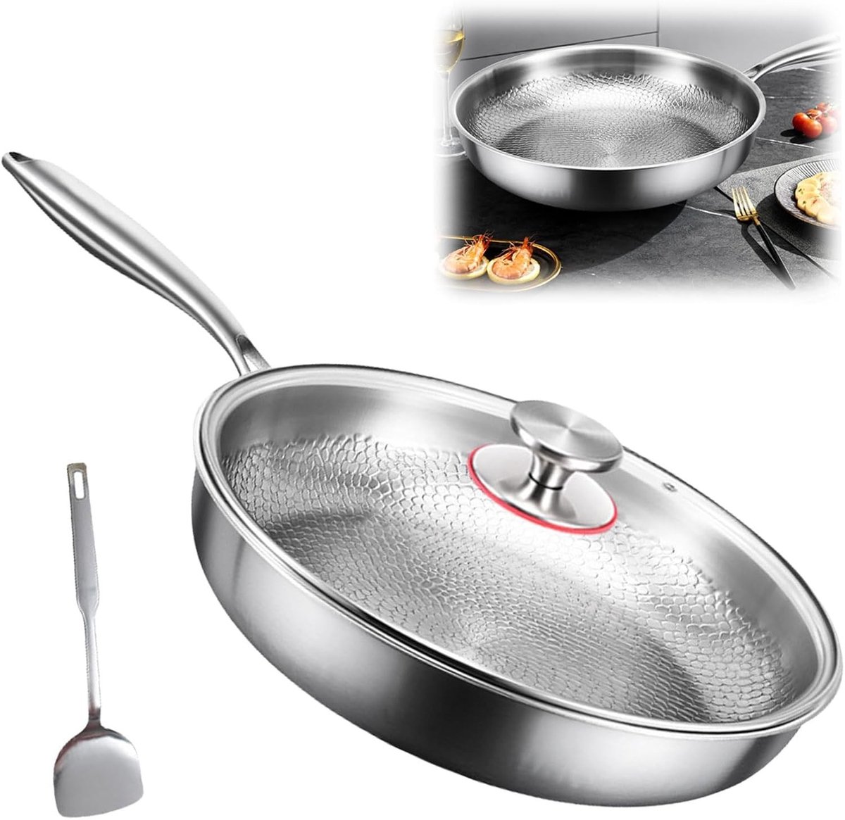 Omgoods - Titanium Pan 28 cm met Deksel - Non-Stick en Duurzaam