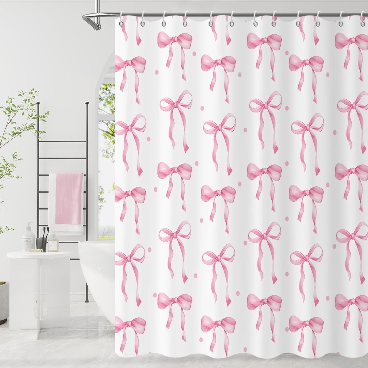 Omgoods - Schattig Roze Douchegordijn met Bows 180x180cm