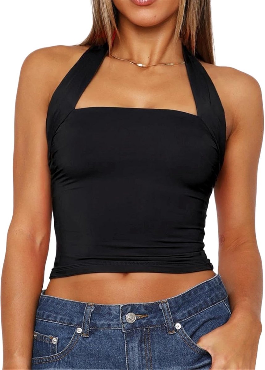 nekhouder rugvrije crop top mouwloos sexy Y2K tank rug slim fit tops