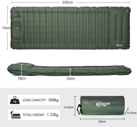 Omgoods - Inflatable Camping Mattress met Voetpomp, 10 cm Dikte, Lichtgewicht en Draagbaar — afbeelding 2