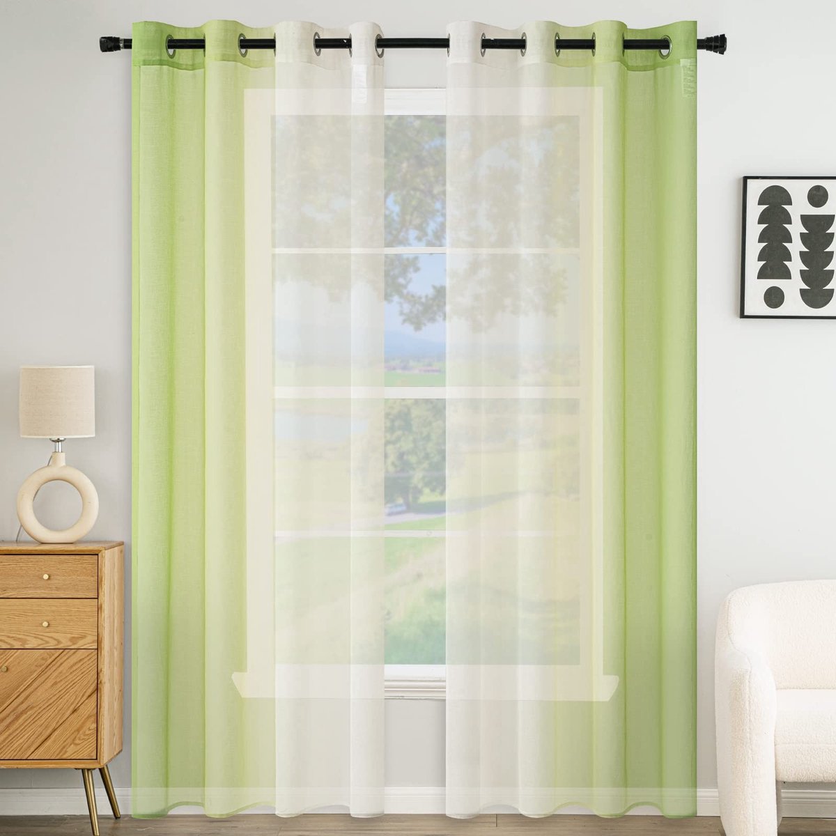Omgoods- Gordijnen met oogjes - Kleurverloop - Verduisterend - Polyester - 2 stuks - 140 x 260 cm - Transparant - Raamdecoratie