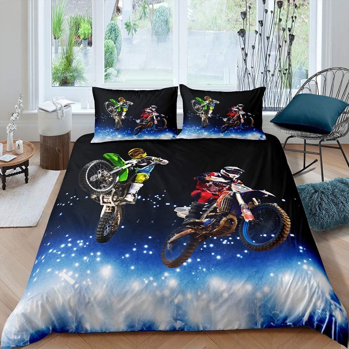 Omgoods - Motocross Rider Beddengoed Set - Voor Jongens en Meisjes die van Extreme Sporten Houden