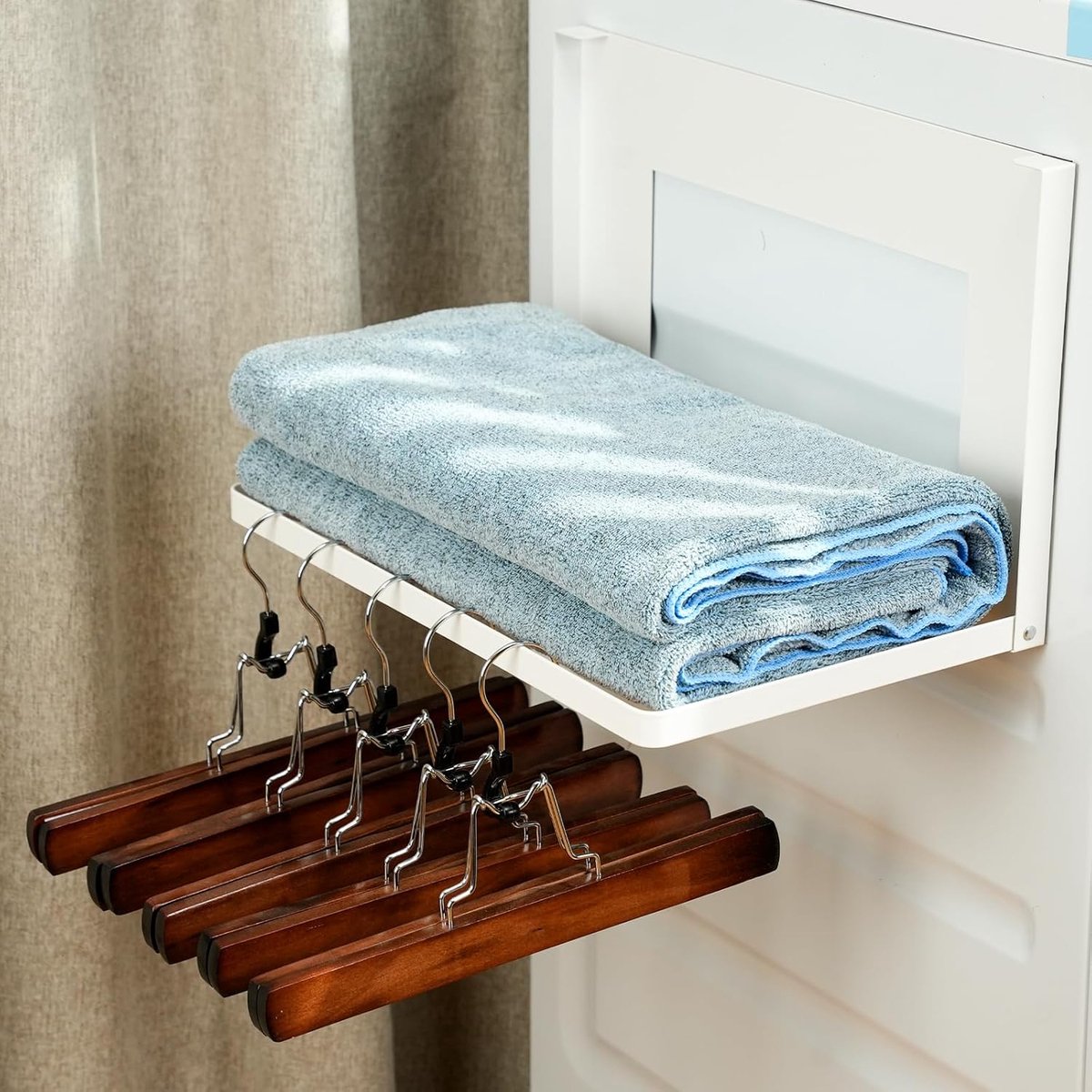 Magnetisch wasmachine-rek, opvouwbaar magnetisch rek, wasmachine-rek, wasmachine-handdoek, uittrekbaar, plank voor vuile kleding, draagkracht 2kg, wit, 40 x 25 cm