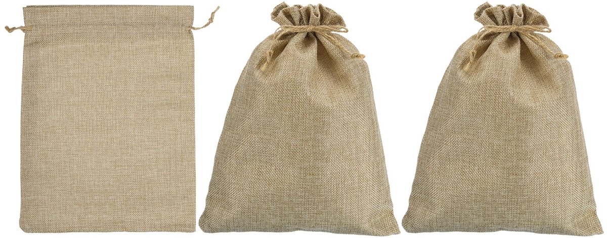 Omgoods - Beige Geldzakken met Trekkoord Set van 3