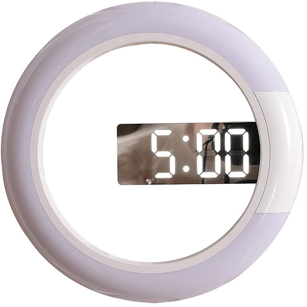 Omgoods - 12 inch wandklok - LED-spiegel klok - Multifunctioneel ontwerp - Zwart - Digitale wandklok - Creatieve klok met afstandsbediening - Gesch...
