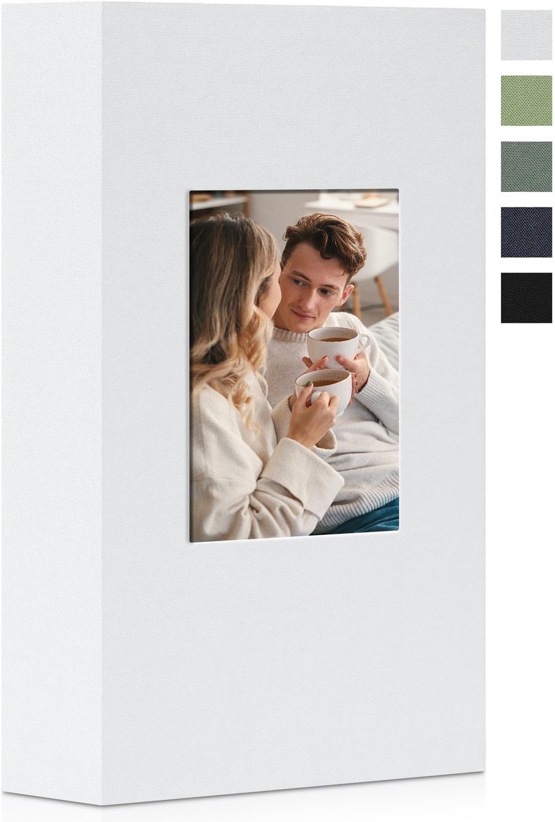 Omgoods - Fotoalbum 10 x 15 cm met 300 Compartmenten - Linnen Kaft met Kijkvenster voor Herinneringen