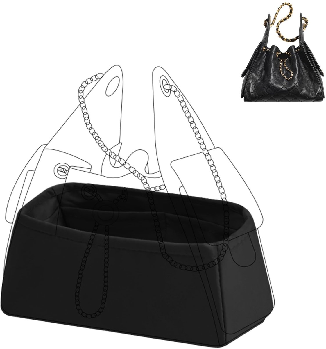 Omgoods - Silky Soft Bag Organizer Insert voor Handtassen - Luxe Organizer voor Chanel 25C