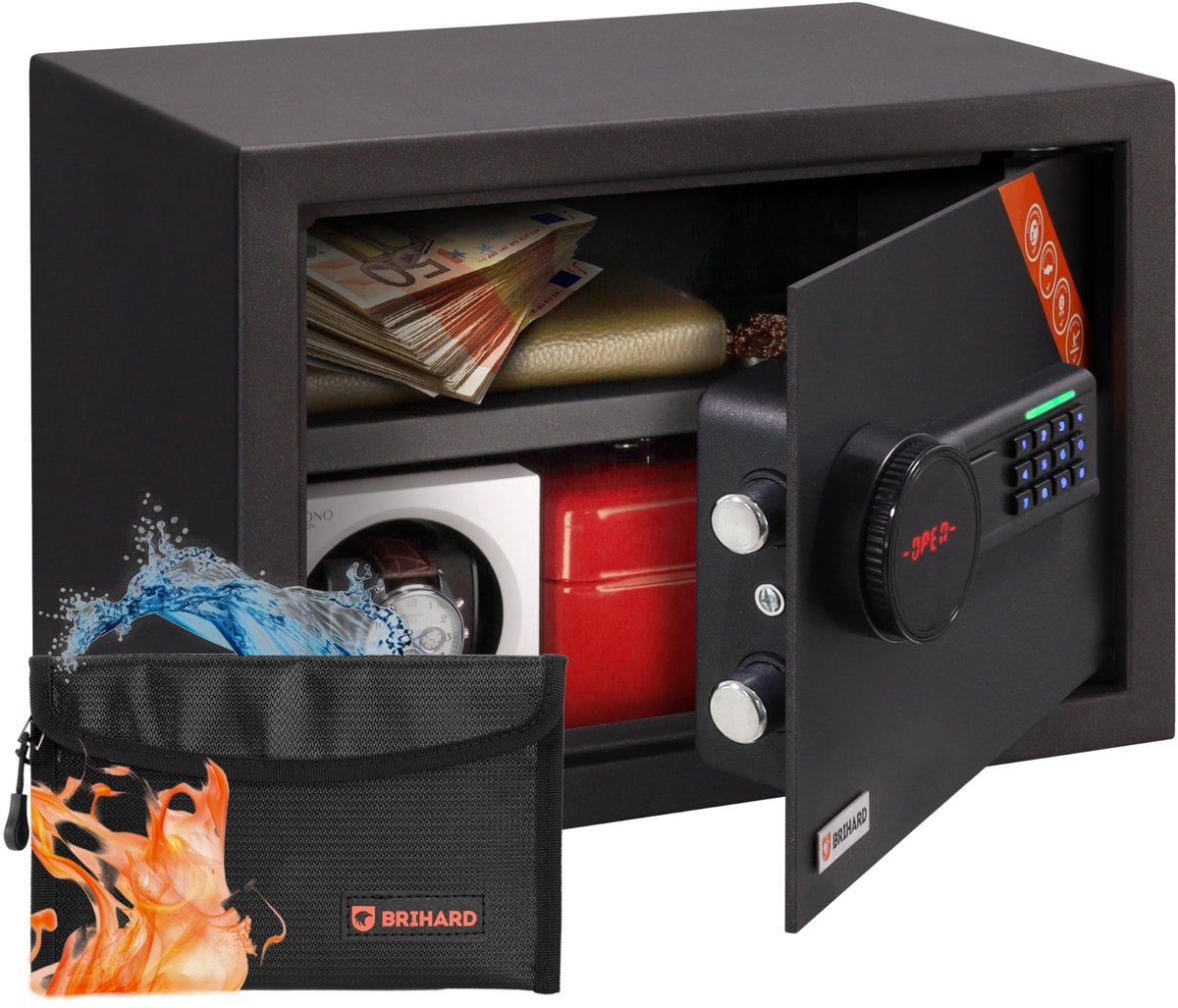 Omgoods - Elektronische Kluis voor Thuis - 25x35x25cm met Digitale Code en LED Scherm