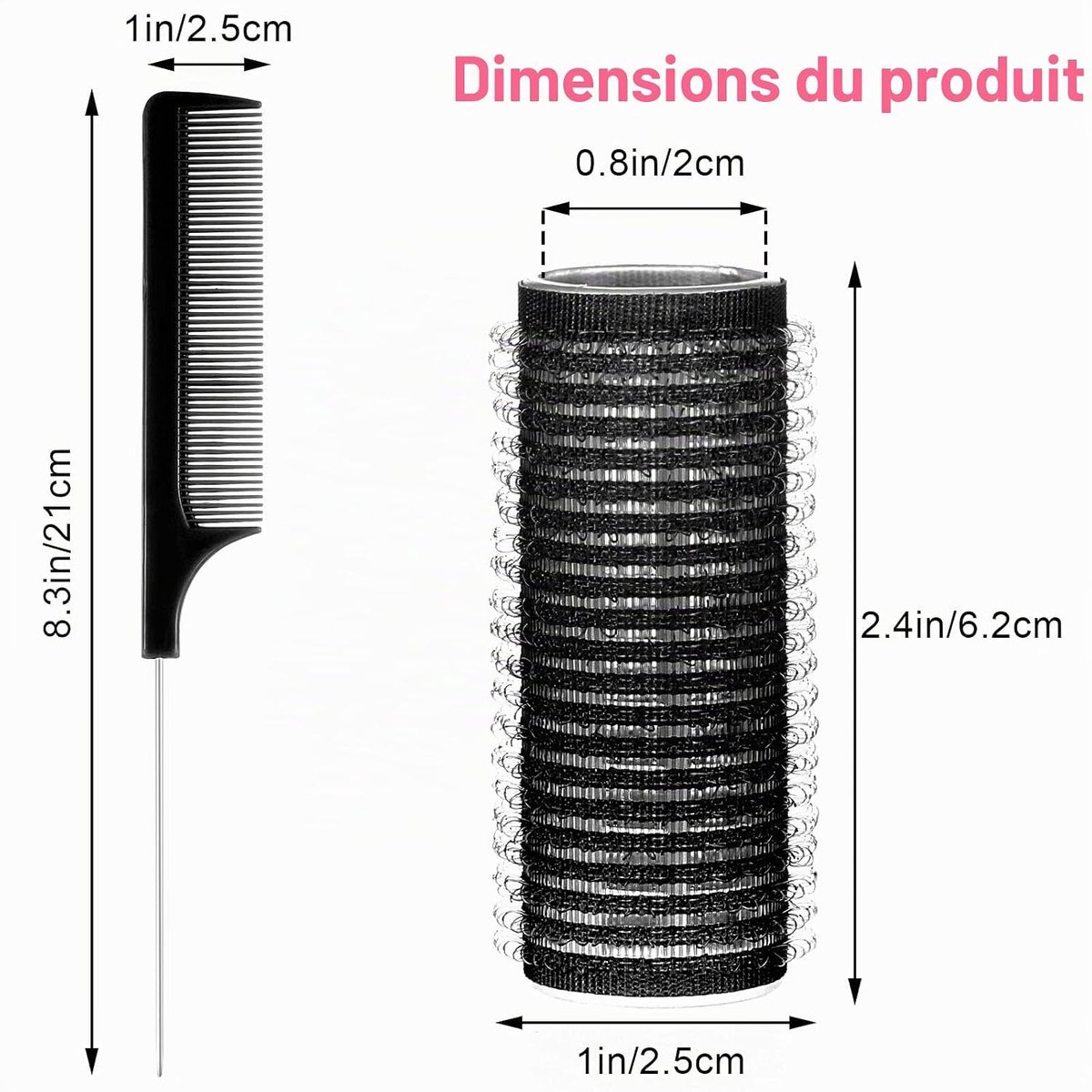 LISM-Krultang van 20 mm met 1 kam, klein formaat, geen verwarming nodig, geschikt voor lang, middellang en kort haar, zwart.