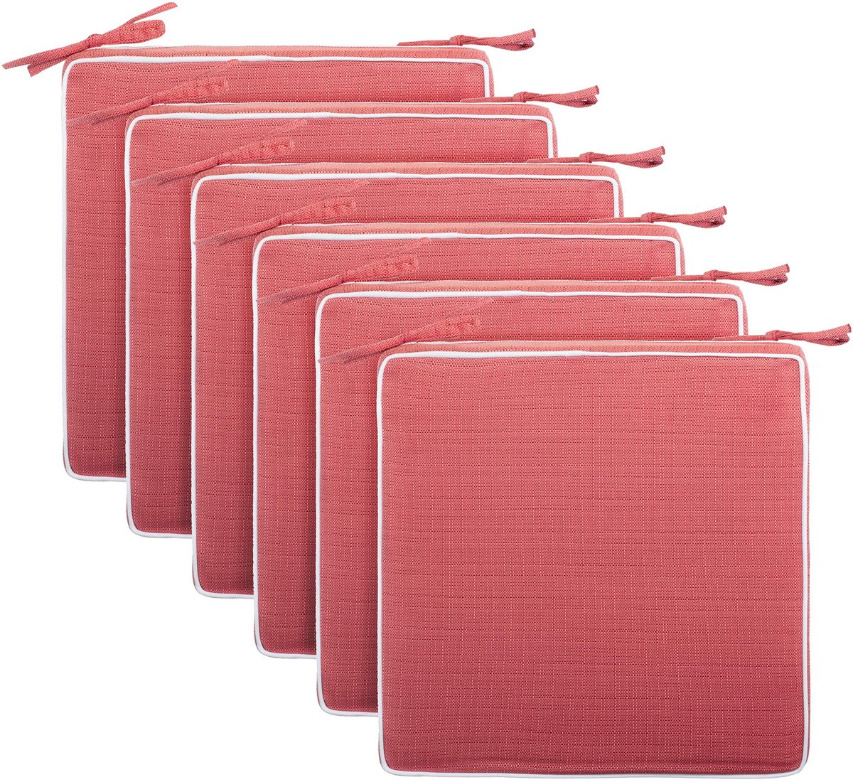 Omgoods - Set van 6 Waterdichte Zitkussens 40x40 cm voor Binnen en Buiten, Rood