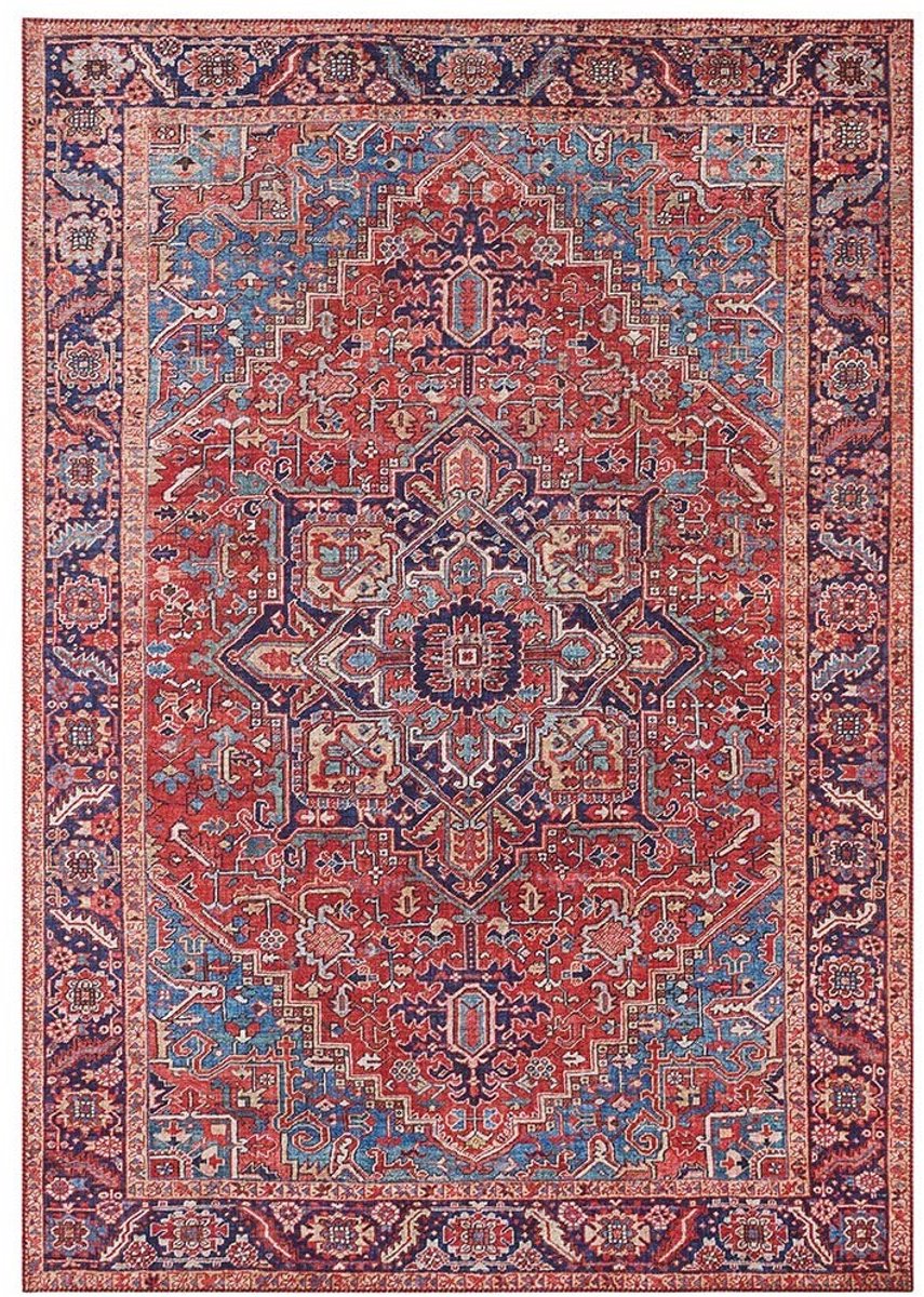 Omgoods - Oosters Vloerkleed met Bloemenpatroon - Vintage Design, 80 x 200 cm, Rood
