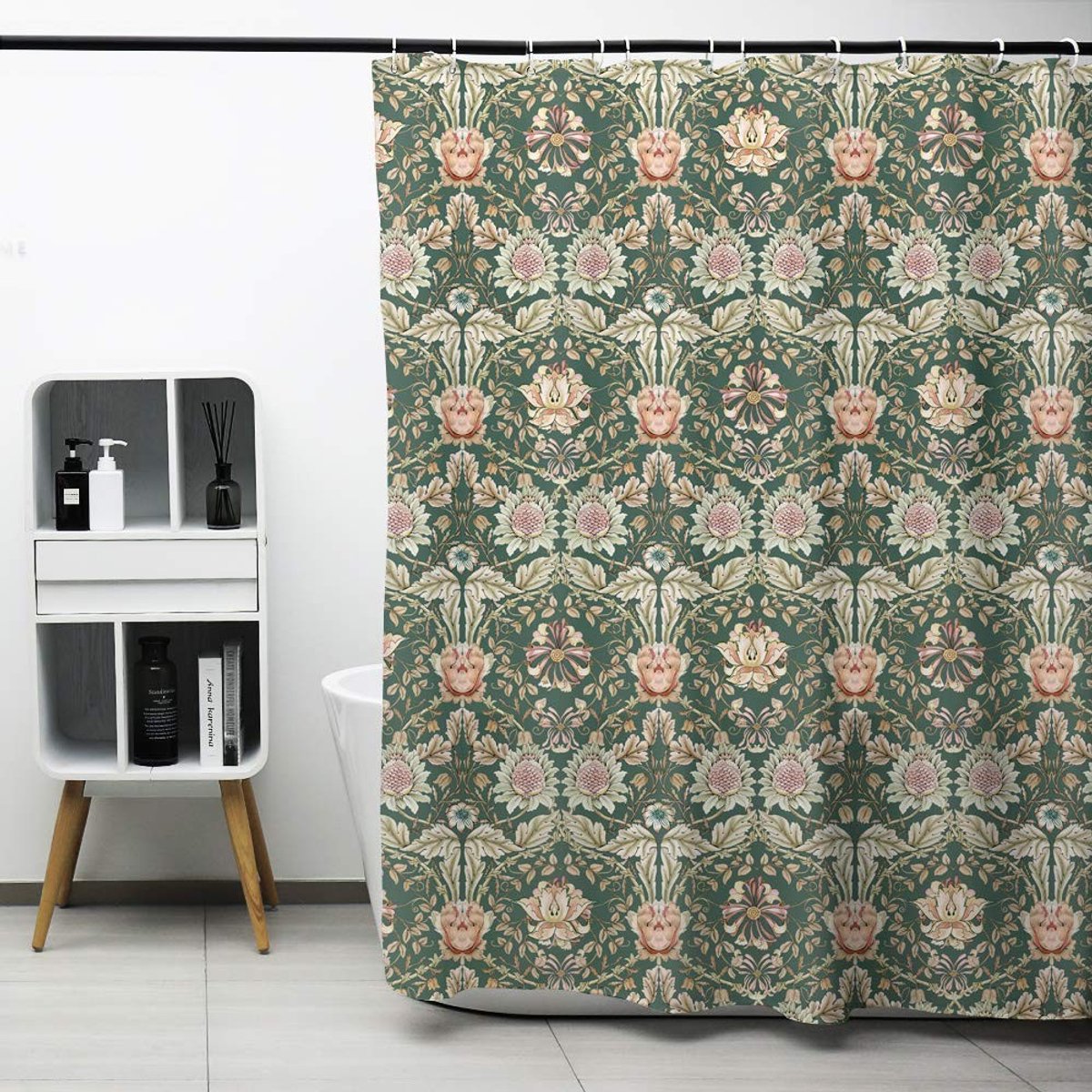 Omgoods - William Morris Douchegordijn - Waterafstotend, Schimmelbestendig, 1.8 x 1.8 m