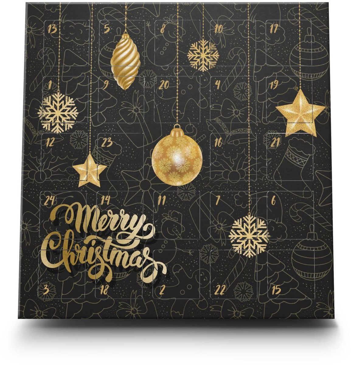 SnelShoppen - Geurkaarsen Adventskalender Merry Christmas met 24 Theelichtjes, Luxe Wellness Geschenken voor Feestdagen, Ca. 30 x 30 x 2 cm
