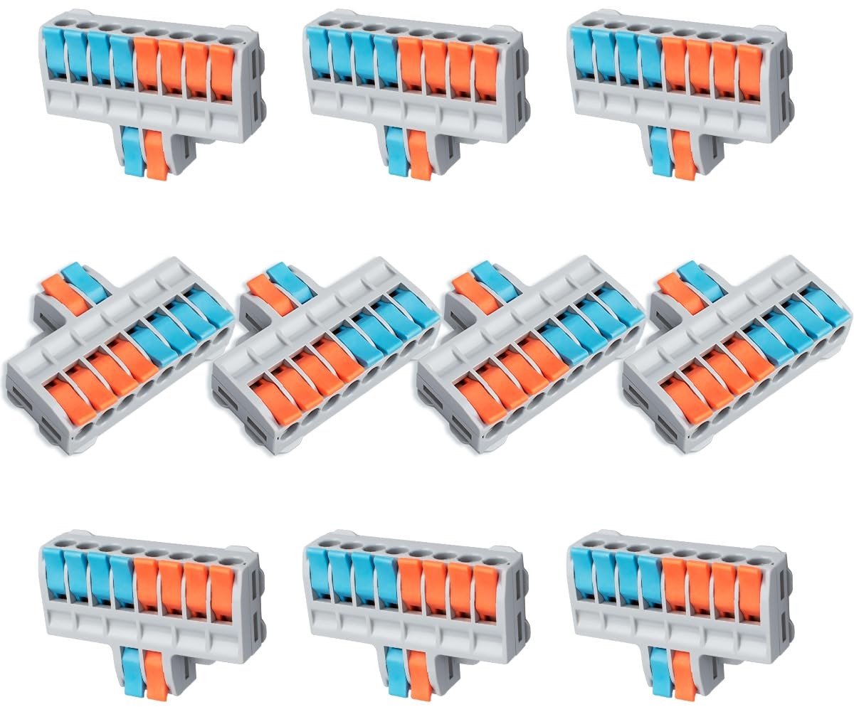 10-delige verbindingsklem met 2 in 8 uit hefboom, compacte 10-pins kabelconnector voor flexibele en stijve geleiders, SPL-82 aansluitterminal voor elektrische verbindingen en schakelingen