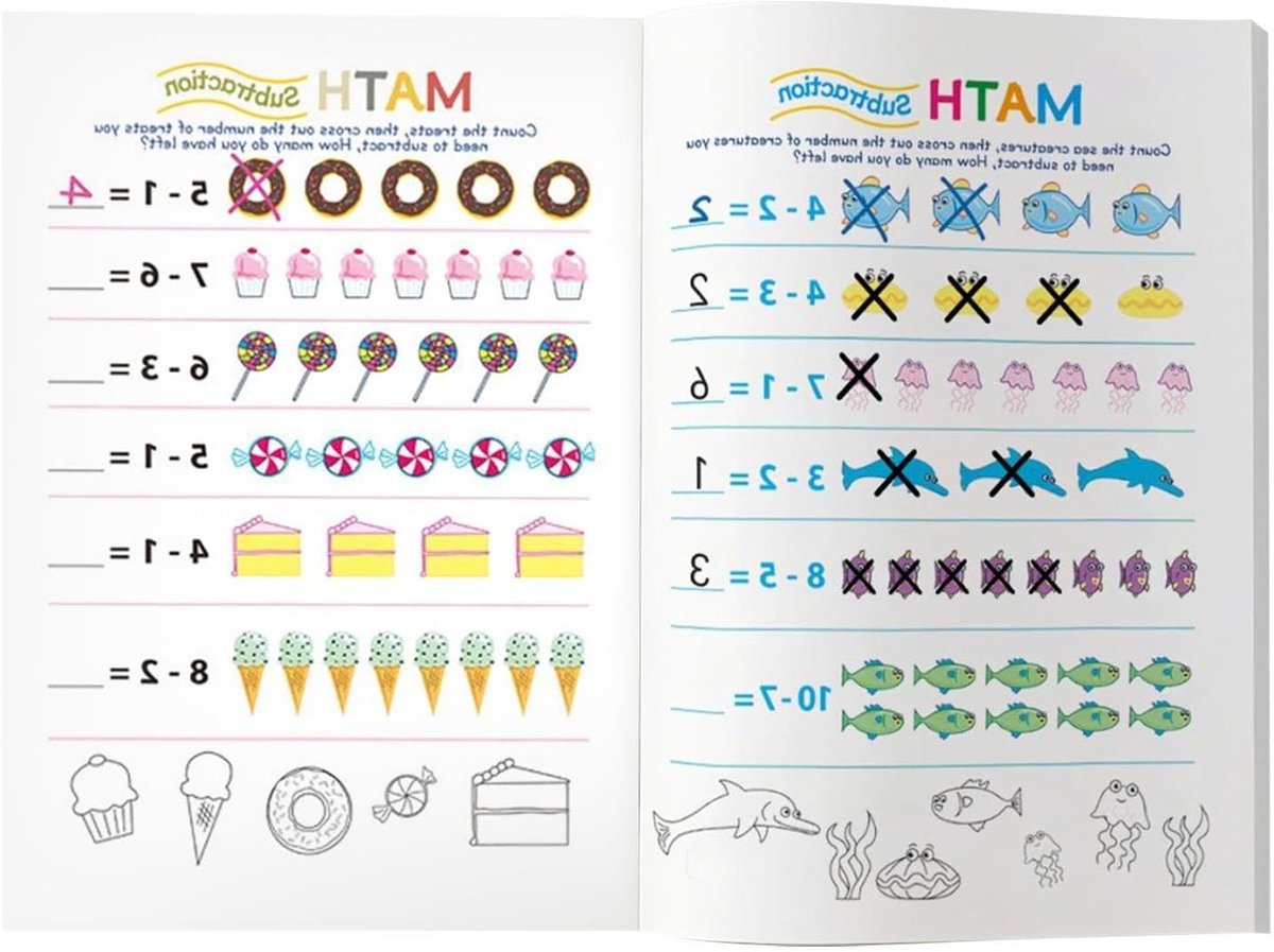 Wiskundespelletjes Kinderen - Educatieve Oefeningen - Leren Rekenen - Grote Letters - 64 Pagina's - Kleurenillustraties
