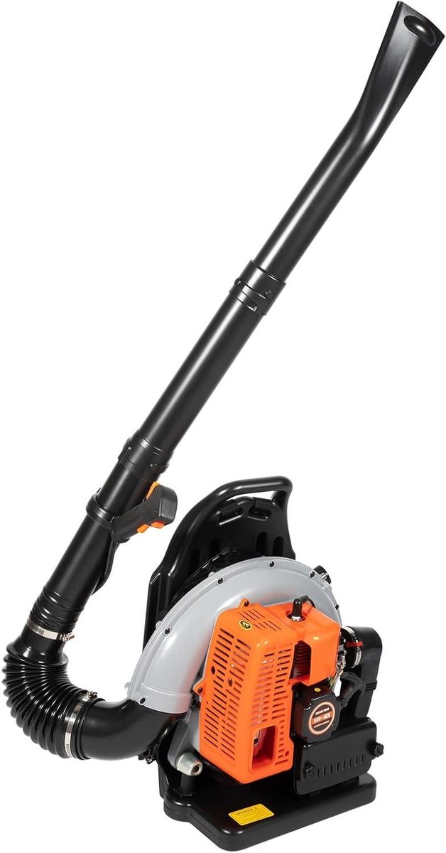 Benzine Bladblazer - Motorblower Tuin - Onderhoud Gazon - Krachtige 63CC Motor - 18L Tank - Oranje Zwart