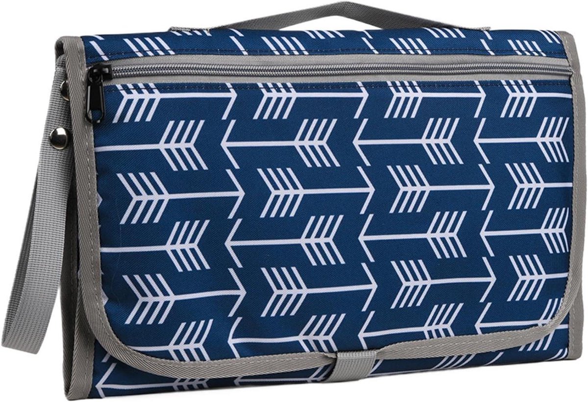Reisverschoningsmat - Luier verschoonkussen - Baby verschonen - Waterdichte Oxford stof - 36x26x3 cm - Blauw gestreept