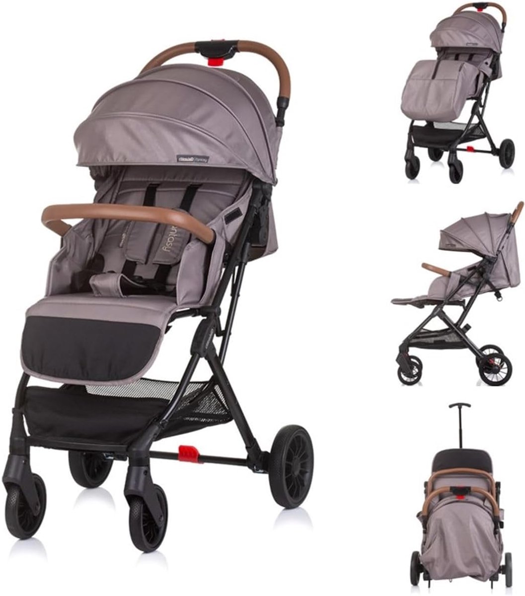 Kinderwagen met 5-puntsgordel - Beige - Inklapbaar - Ideaal voor onderweg - ShopVlot